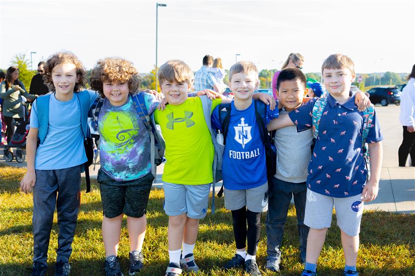 Students walk to school